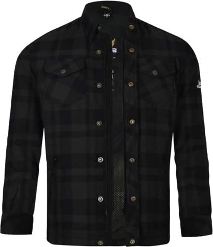 Bores Lumberjack Jacken-Hemd Basic Herren Motorradjacke Schwarz/Dunkelgrau 6XL