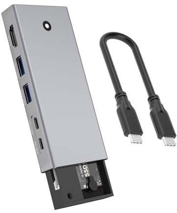 ZoraVson Boîtier SSD M2 NVME Station d'accueil avec USB C Hub 5en1, Adaptateur USB M.2, 10Gpbs USB 3.2 Gen2 M.2 NVMe et SATA SSD Adaptateur, Chargeur Rapide PD 100W, HDMI 4K@60Hz, Aluminium