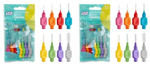 TePe Interdental Brushes | Type: Original | Mixed Pack | Size 0-7 (0.4-1.3mm) | 8 Count (Pack of 2)