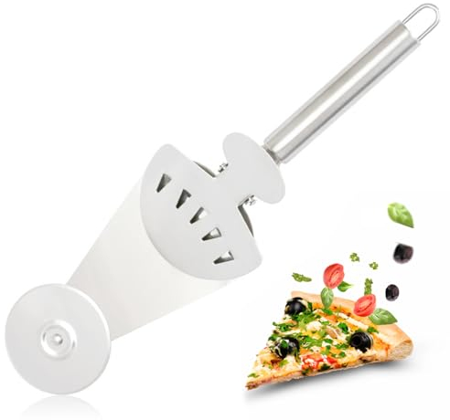 Eiflayn Pizzaschneider, 3 in 1 Pizzaroller,Handlicher Pizza Cutter,Tortenheber,Tortenheber Edelstahl,Pizza Schaufel,Pizza Messer mit Fingerschutz