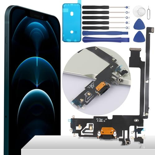 YHX-OU 6.7'' Ladebuchse Für iPhone 12 Pro Max Dock Connector Port Charger LadePort Mikrofon Audio Jack Flex Kabel + Waterproof Adhesive + Werkzeug