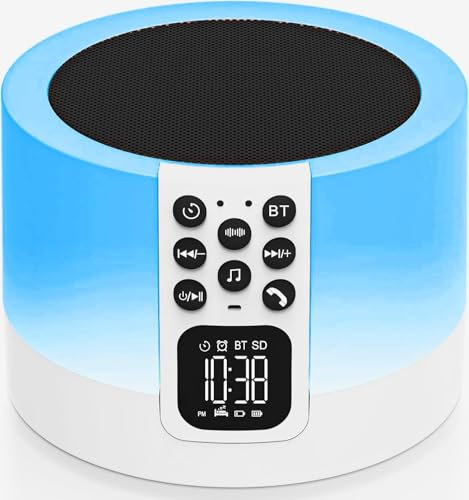 AFEXOA Night Light Bluetooth Speaker, Bedside Lamp with Alarm Clock for Kids, White Noise Machine with 30 Soothing Sounds & Volumes, Touch Color Changing Bedroom Lamp, Gifts for Teenage Girls Boys