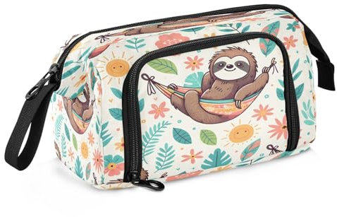 Mnsruu Federmäppchen mit niedlichem Faultier, großes Fassungsvermögen, Federmäppchen, Stiftebox, Schreibwaren, Büro, Organizer-Tasche für Jungen und Mädchen, Niedliche Faultier, Einheitsgröße, modisch