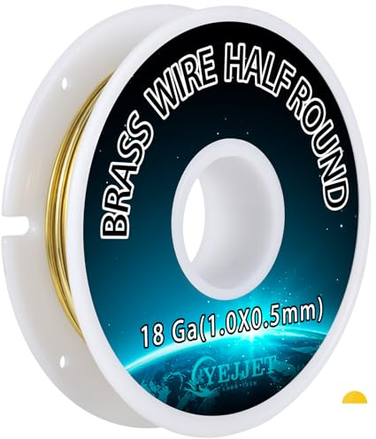 Filo in ottone semicircolare, calibro 18, 1,02 x 0,51 mm, per lavori artigianali e gioielli, 36,9 g, 31 metri per lavorazione dei metalli, forniture per perline
