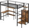 xixiworkshop Hochbett, Eisenbett, Untertisch, mehrere Einlegeböden, Einbauschrank, schwarz, 90×200cm (90×200cm)
