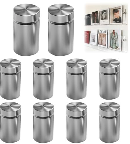 RAXLUPO 10 Stück Edelstahl Wand Abstandshalter Plexiglas Schilderhalter Abstandshalter Wand Schilderhalter Werbeschraube für Montieren und Befestigung Glas Spiegel Poster Bilderrahmen (12x20mm)