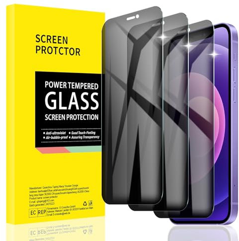 AKLPP [3 Pack] Privacy Screen Protector for iPhone 12/12 Pro, Anti-Spy Tempered Glass Film Accessories, Private Protection, Anti-Scratch, Case-Friendly, Bubble Free, 9H Hardness, Impact-Resistant