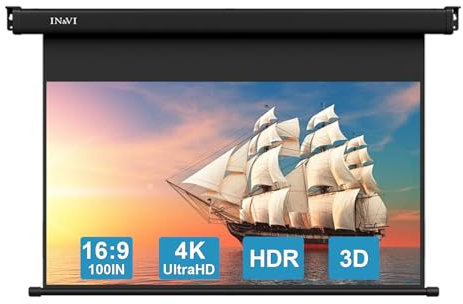 IN&VI ZB ALR Beamer Leinwand Elektrisch Mit Fernbedienung,Leinwand Beamer 4K HD 100 Zoll Format 16:9 Projektionsleinwand,Projektor Leinwand für Heimkino und Präsentation,Zur Decken-/ Wand-Montage
