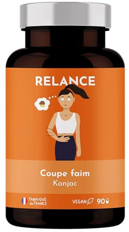 Coupe Faim Minceur et Satieté, Konjac, Perte de Poids et Régime Ventre Plat - RELANCE NUTRITION - 90 Gélules 1 Mois Vegan