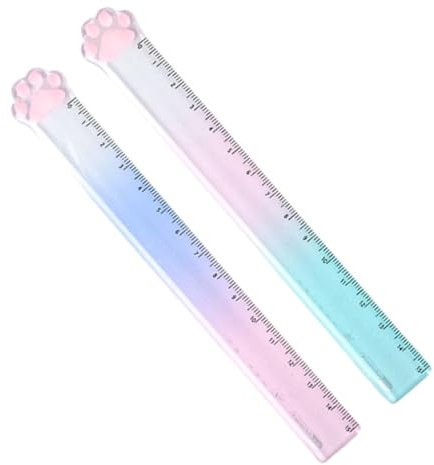 FEQDWOX 2er Pack Kunststoff Lineal Messwerkzeug für Schule Büro Zuhause Katzenkrallenlineal (15 cm)