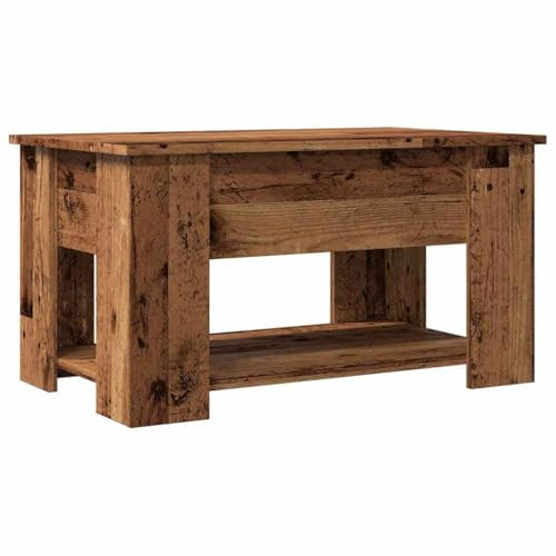 vidaXL Table Basse Vieux Bois 79x49x41 cm Bois d'ingénierie, Table Basse à Dessus relevable, Table d'appoint, Table de Salon, Table Basse relevable