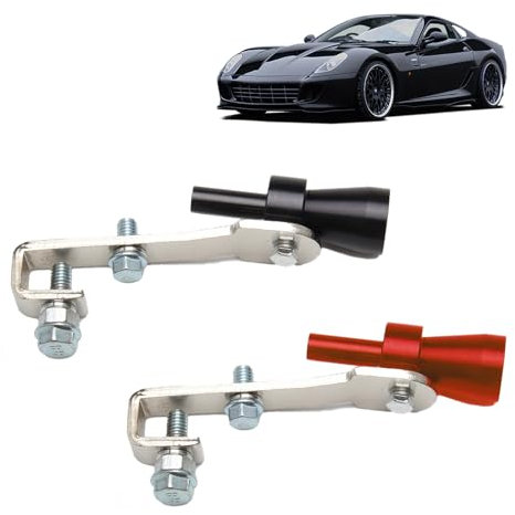 2 Stück Auspuff Sound Booster Auspuff Verstärker Auspuff Pfeife Größe S Auspuff Lauter Machen Soundgenerator Auto Autos Endrohr Schalldämpfer für Alle Fahrzeuge（Rot+Schwarz）