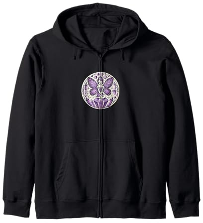 Purple Fairy Illustration Violet Amethyst Zip Hoodie