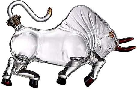 CSXMONEY Whiskey Dekanter Bullenglas Whiskey Dekanter Tier Kuh Form Dekanter für Alkohol 1000ml für Likör