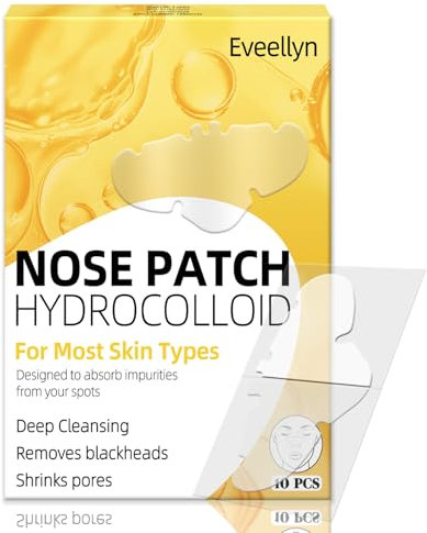 Eveellyn Pore Strips, Hydrocolloid Patches for Deep Cleansing, Unclog and Shrink Pores, Absorbs Oil, Blackhead Remover Strips for Women and Men (10 PCS)