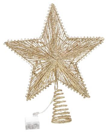 MAGICLULU Lampe Décorative Étoile à Cinq Branches Lumière Chaude pour Sommet Arbre De Noël Accessoire Lumineux De Décoration
