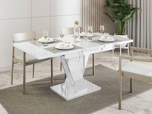 Bestmobilier - Table À Manger Xandriel Rectangulaire en Bois Blanc Laqué -