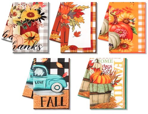 Autilify Geschirrtücher-5er Set Microfaser Küchentücher Geschirrhandtücher-Geschirrtuch,Küchenhandtücher,Küchentuch,Handtuch-Set (Halloween)