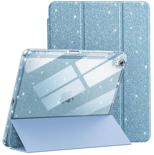 JETech Funda Glitter para iPad Air 13 Pulgadas M4/M3/M2 (2026/2025/2024) con Soporte para Pencil, Carcasa Lindo Sparkly Slim para Niños y Niñas, Caparazón Respaldo Clara Brillante (Cielo Azul)