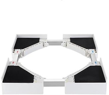 Separador Lavadora Secadora Universal con Estructura Robusta y Ajustable de 45-68cm, Apilamiento Vertical Seguro con Almohadillas Antivibración y Correa de Trinquete