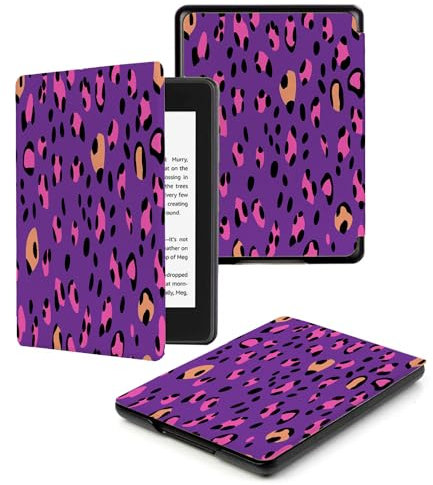 Case Compatible for 6 Kindle Paperwhite 5th/6th/7th Generation 2012/2013/2015,Lightweight Slim Soft PU Case Cover Skin for Paperwhite 5 6 7 Gen Purple Gorgeous Leopard Print