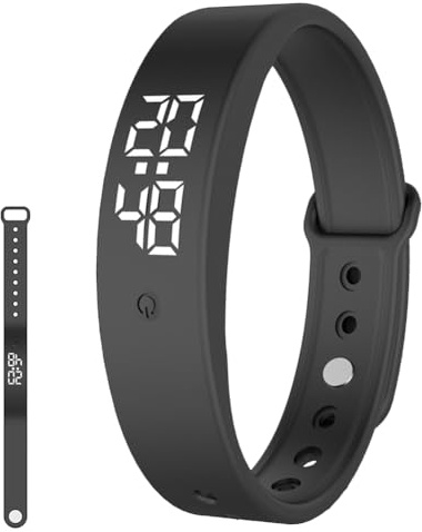 Vibrationswecker Armband, Vibrationsalarm Erinnerung Uhr, Silent Vibrations Wecker Armband, Töpfchentrainingsuhr, Trinkerinnerung, Pillenerinnerungen, Vibrationsarmuhr für Kinder Erwachsene (Schwarz)