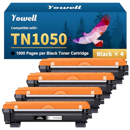 Yowell TN1050 Tonerkartusche Kompatibel für Brother TN-1050 TN1050 | für DCP-1510 DCP-1612W DCP-1610W DCP-1512 MFC-1810 MFC-1910W HL-1110 HL-1212W HL-1112 (Schwarz, 4er-Pack)