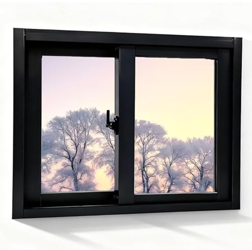 Fenêtres Coulissantes de Sous-sol Gris Foncé, 50 X 60 Cm, Avec Verre Trempé et Cadres en Alliage D'aluminium, Adaptées aux Maisons, Poulaillers(80x100cm/32x39in)