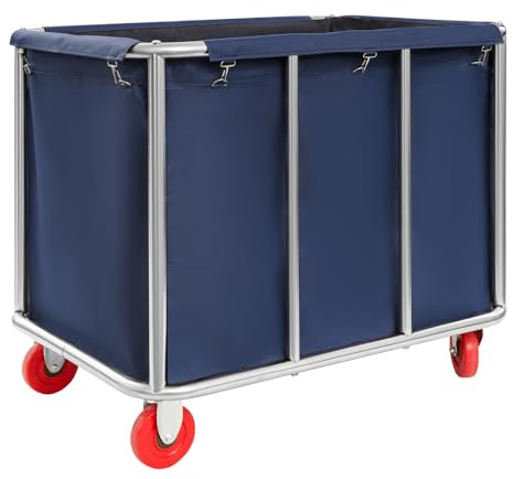 KKVUIIFF Wäschewagen, 90 x 65 x 80cm Edelstahl Wäschewagen, Kommerzieller Wäschesortier mit Rollen, Wäschesortierwagen bis Tragkraft 200Kg, für Hotel, Krankenhäuser, Wäschekammer (Blau)