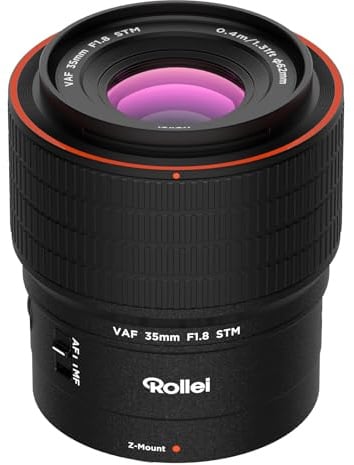 Rollei AF 35 mm F/1.8 Z Vollformat Objektiv Nikon Z-Mount mit STM-Autofokus | VAF für Vollformatkameras & APS-C | HFT-X Beschichtung | Vollmetall Gehäuse 498g