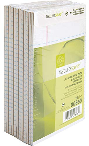 Nature Saver Recycled Pad, Legal Ruled, 5 x 8 Inches, 50 Sheets, White (NAT00863)