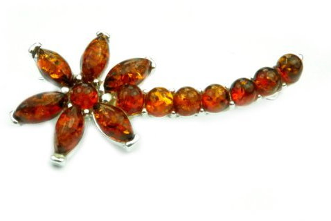 Spilla in argento Sterling 925 e ambra baltica M812