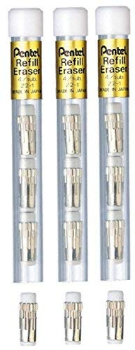 Pentel Radierer Refill für die meisten Stifte wie P205 Pentel GraphGear 1000 GraphGear 500 Sharplet PG500 PG300 P200 Kerry Energize Sterling Flexfit Technica-X &Executive Z2-1N (Packung mit 3 Rohren und 1 Radiergummi, 12 Stück