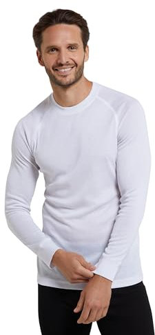 Mountain Warehouse Talus Mens Thermal Baselayer Top - Quick Drying Jumper, Easy Care, Long Sleeves, Sweater, Breathable, Lightweight & High Wicking White L