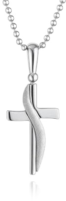 fish 925 Sterlingsilber Kreuzanhänger Mit Verstellbarer Kugelkette Für Jungen Und Mädchen