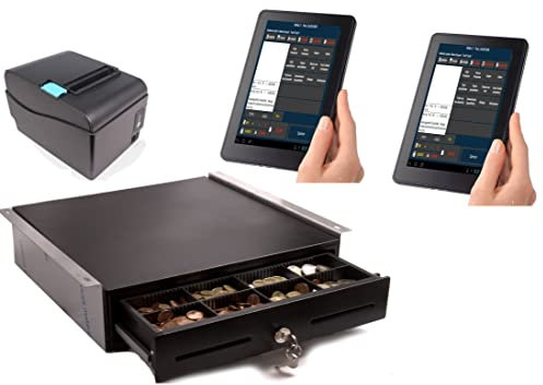Mobiles Kassensystem für GASTRONOMIE: 2 x 7 Bedienerterminal, Bondrucker, Geldlade mit Montagehalterung/GoBD GdPDU TSE-Konform