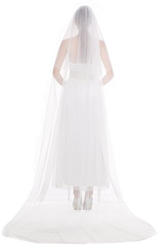 BEAUTELICATE Schleier Brautschleier Braut Hochzeit Weich Tüll Weiß Ivory Lang Kurz Kurbelkante Mit Metall Kamm 2 Schicht Kathedrale Kapelle V45