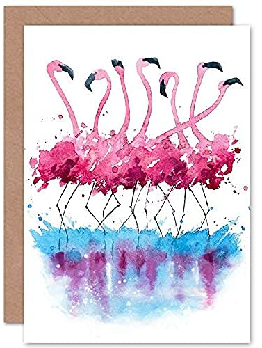 Wee Blue Coo Flamingos Tanzen In Salt Lake Aquarell Tier Geburtstagskarte Grußkarte
