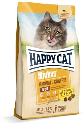 Happy Cat 70417 – Happy Cat Minkas Hairball Control Geflügel – Trockenfutter für ausgewachsene Katzen – 4 kg Inhalt