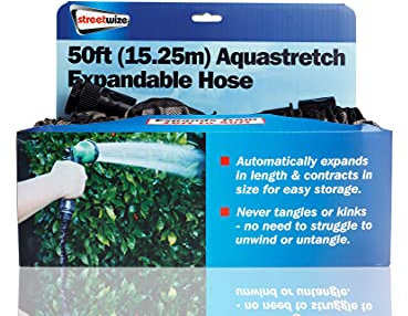 Streetwize SWCR27 Aquastretch Expandable Hose [16ft to 50 ft.] Universal Fit Garden Hose - Lightweight, Flexible - Outdoor, Indoor Gardening Supplies/Accessories