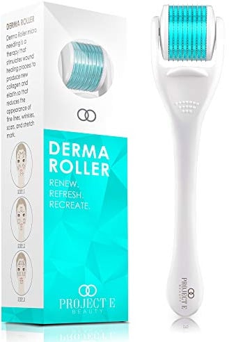 Derma Roller 540 micro aghi in titanio per il viso, strumento di bellezza per la cura della pelle del viso, kit dermaroller da 25 mm e 0,25 mm, per massimizzare la cura della pelle, per uomini e donne