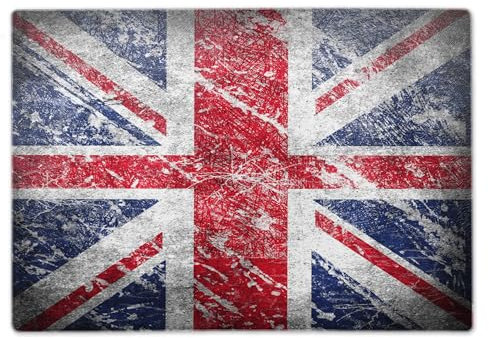 ShopQuality4U Premium Medium Glass Cutting Board Cheese Board Board UK United Kingdom British Worn Flag Design Kitchen Worktop Saver Protector