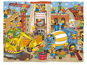 Fleecedecke klein ca. 135 x 100 cm Achtung Baustelle