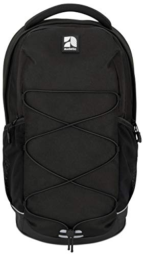 Audetic Schulrucksack Mädchen & Jungen Teenager Schwarz - AERO - Ergonomischer Rucksack mit vielen Fächern für Schule & Freizeit - Wasserabweisend