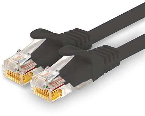 1CONN - 10m Netzwerkkabel, Ethernet, Lan & Patchkabel für maximale Internet Geschwindigkeit & verbindet alle Geräte mit RJ 45 Buchse schwarz - 1 Stück
