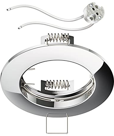 ledscom.de Deckeneinbaurahmen Circ Aluminium Einbaurahmen chrom (LED/Halogen/MR16/50mm) inkl. GU5.3 Fassung