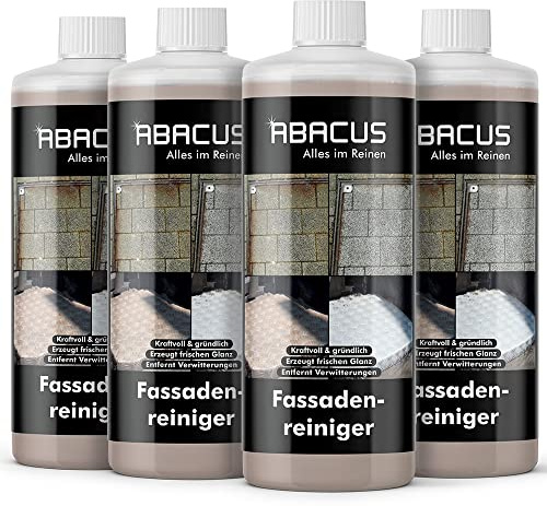 ABACUS® Mauerreiniger Hochkonzentrat, Mauerwerkreiniger - alternative zu Sandstrahlung, Ziegelreiniger, Betonreiniger, Fassadenreiniger, Steinreiniger – Fassadenreiniger 4x 1000 ml (7691.4)