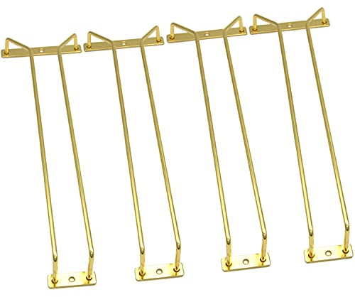 RedDreamer 35,6 cm goldenes Weinglasregal, Unterschrank, Weinglashalter, Edelstahl, Stielglashalter zum Aufhängen, für Schrank, Küche, Bar, 4 Stück