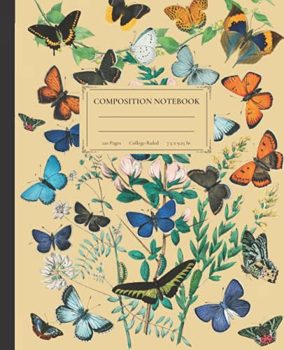 Vintage Composition Notebook: Beautiful Butterfly Vintage Illustration.