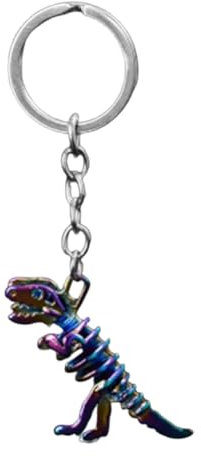 ARFUKA Porte-clés dinosaure en acier inoxydable - Cadeau d'anniversaire de Noël - Pour homme et femme, multicolore, Small